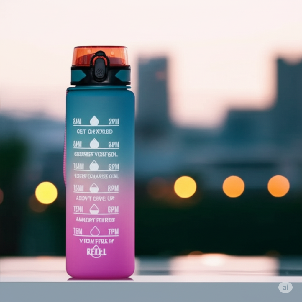 Motivational Water Bottle with Time Markers - 32oz BPA-Free Sports Bottle with Inspirational Quotes