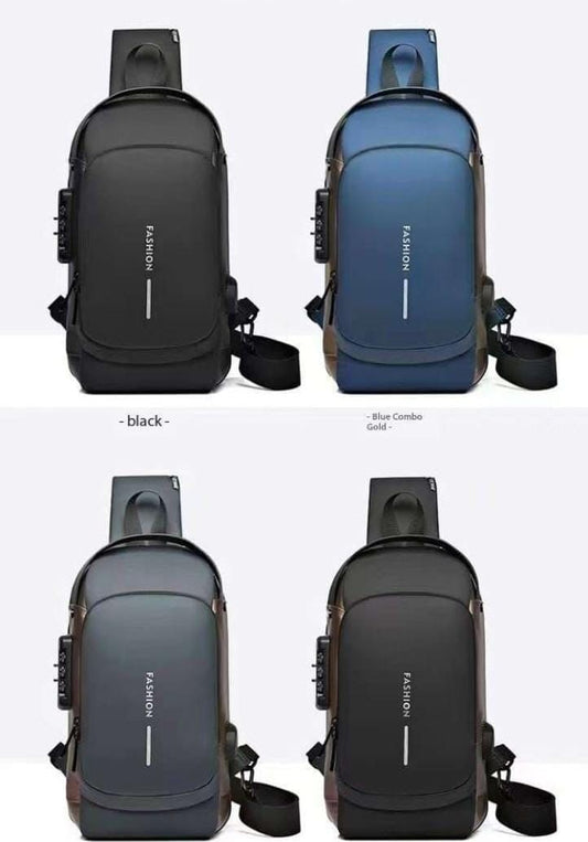 Waterproof Polyester Slim Unisex Crossbody Sling Bag Chest Backpack Men's Shoulder Bag, Leisure Travel Handbag, Hard Shell Anti-Theft Chest Bag