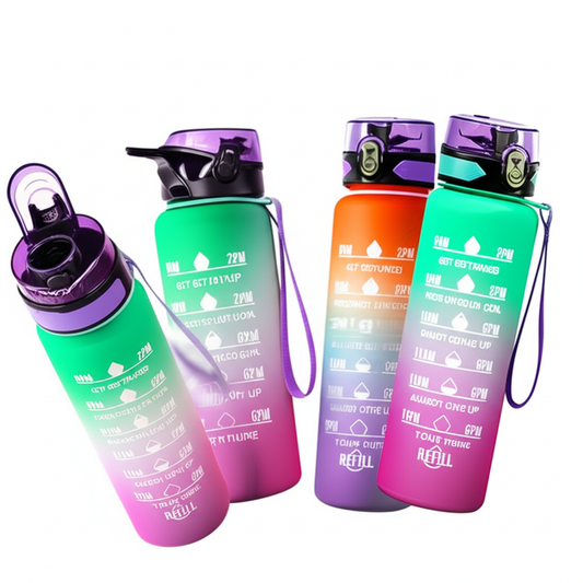 Motivational Water Bottle with Time Markers - 32oz BPA-Free Sports Bottle with Inspirational Quotes