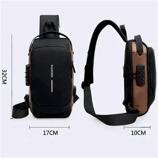Waterproof Polyester Slim Unisex Crossbody Sling Bag Chest Backpack Men's Shoulder Bag, Leisure Travel Handbag, Hard Shell Anti-Theft Chest Bag